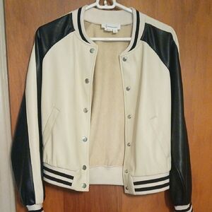 Anthropologie Black and Cream Varsity Jacket